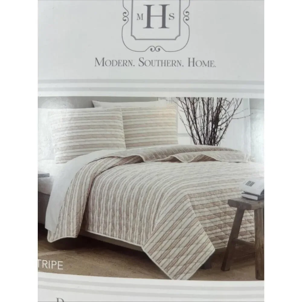 MODERN SOUTHERN HOME Full/Queen Harvest Stripe Quilt Revers